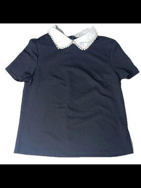 Wednesday Adams Inspired Blouse Pearls M Elegant Timeless Classic Chic Classy